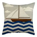 Marine Ship Print Linen Cushion Cover for Home Sofa Decor by Axyaa