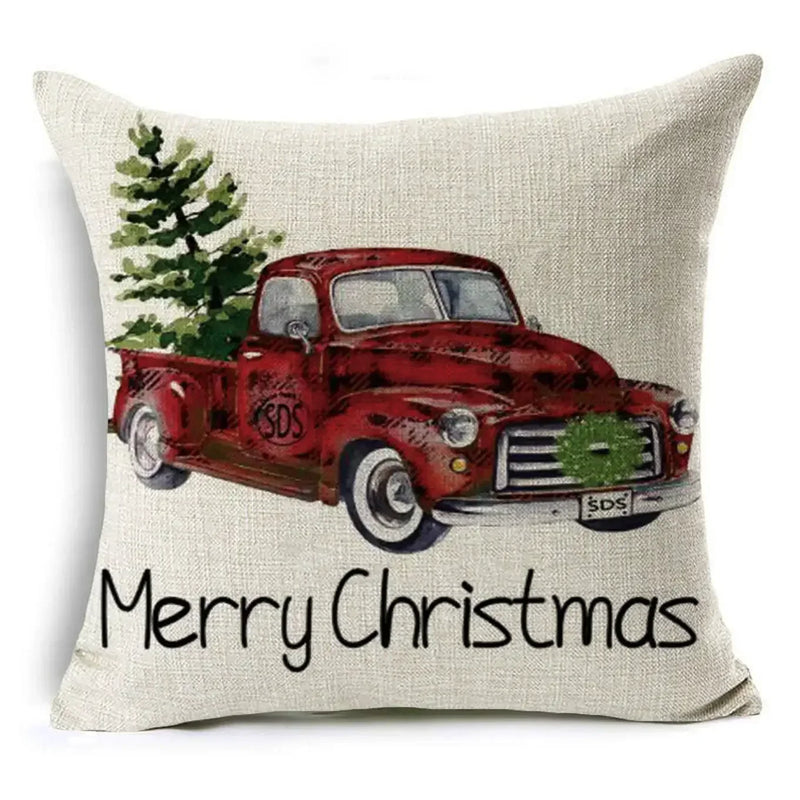 Axyaa Cartoon Christmas Linen Pillowcase Decoration 45cm*45cm, Perfect Gift for Home