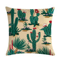Axyaa Leaf Pattern Decorative Cushion Cover Pink Flower Linen Pillow Case