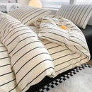 Axyaa Korean Style Stripe Grid Bedding Set Twin Queen Full Size Bed Linen