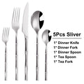 Axyaa Gold Stainless Steel Cutlery Set - 5/10/15/20Pcs Mirror Bamboo Handle Dinnerware