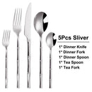 Axyaa Gold Stainless Steel Cutlery Set - 5/10/15/20Pcs Mirror Bamboo Handle Dinnerware