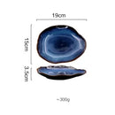 Axyaa Deep Blue Ceramic Irregular Plate Set - Household Dinnerware Tableware Tray