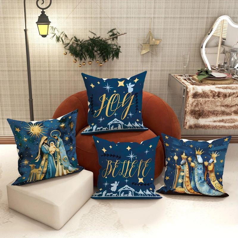 Axyaa Christmas Pillowcase Set for Living Room Sofa and Bedroom Decoration