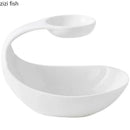 Axyaa White Ceramic Snack Plate for French Fries, Desserts, and Salads