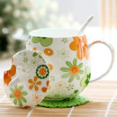 Axyaa Floral Rose Bone  Thermos Tumbler Mug - Tea for One Cup - Large Mug