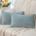 Luxury Blue Chenille Cushion Covers with Stitched Edge for Sofa Decor - Axyaa