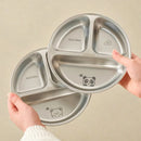 Axyaa 3-Grid Stainless Steel Kids Food Plate - Cute & Durable Divided Dish