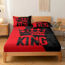 Axyaa Red and Black King Pattern Fitted Sheet Set for Stylish Bedroom Decor