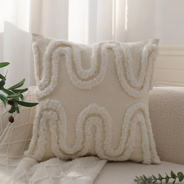 Axyaa Chenille Tufted Cushion Cover - Soft Decorative Pillow for Sofa - Nordic Style