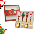 Axyaa Stainless Steel Christmas Fork and Spoon Set - 4 Pcs