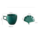 Axyaa Green Apricot Leaf Ceramic Coffee Cup Saucer Set