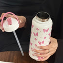 Axyaa Vacuum Insulated Water Bottle with Straw & Handle - Stainless Steel Thermos