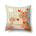 Axyaa Geometric Cat Dog Print Polyester Pillow Cover 45x45cm