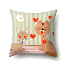 Axyaa Geometric Cat Dog Print Polyester Pillow Cover 45x45cm