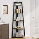 Axyaa 5-Tier Industrial Corner Bookshelf - 70" Tall Stand with Plant Shelf