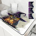 Axyaa Halloween Owl Hat Kitchen Draining Mat: Absorbent, Anti-slip, Quick Dry Pad
