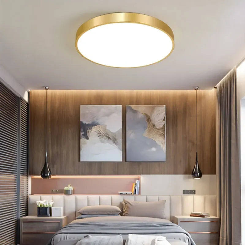 Axya Modern Gold Circular Ceiling Light for Interior Decor Lighting Fixtures