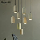 Axyaa Retro Cement Pendant Lamp: Vintage LED Hanging Lights for Dining Room or Cafe