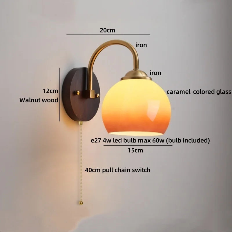 Axyaa Round Glass LED Wall Lights Switch for Indoor Luxury Living Room