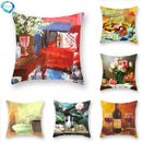 Axyaa Red Wine & Lotus Flower Decorative Pillow Cover 45x45cm