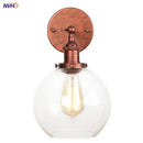 Axyaa Glass Globe LED Wall Light - Rustic Vintage Industrial Mirror Fixture