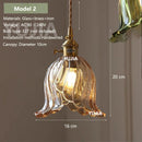 Axyaa Amber Glass Pendant Light Brass Vintage Adjustable Hanging Lamp