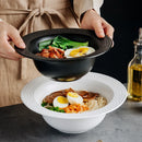 Axyaa Ceramic Straw Hat Bowl Set for Hot Salad, Ramen, and Noodles
