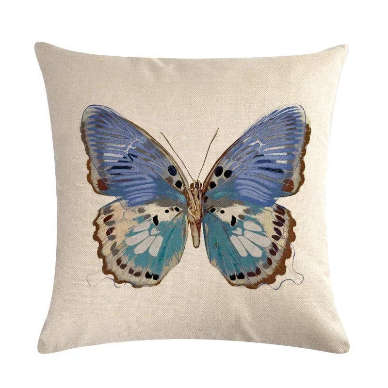 Axyaa Butterflies Linen Cushion Cover 45*45cm for Home Sofa Decor