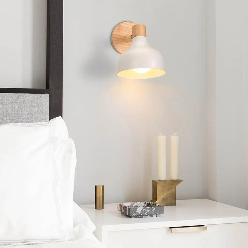 Axya Wood Wall Sconce Lamp E27 Nordic Modern Bedroom Lighting