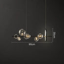 Axyaa Black Glass Ball Chandelier LED Pendant Lamps for Modern Home Decor
