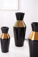 Axyaa Luxe Gold White Black Ceramic Vase Set for Minimalist Home Decor