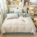 Axyaa Minimalist Cartoon Design Duvet Cover Set in 100% Cotton, 4-Piece Bedding Collection