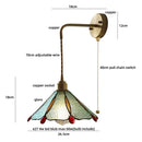 Axyaa Tiffany Yellow Glass Wall Sconce LED Light Fixture Copper Pull Chain