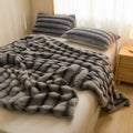Axyaa Faux Rabbit Fur Blanket: Luxury Double Layer Plush Throw for Sofa Bed
