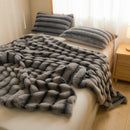 Axyaa Faux Rabbit Fur Blanket: Luxury Double Layer Plush Throw for Sofa Bed