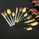 Axyaa Black Gold Stainless Steel Cutlery Set - 16 Piece Dinnerware Flatware Silverware