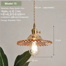 Axyaa Amber Glass Pendant Light Brass Vintage Adjustable Hanging Lamp