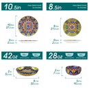 Axyaa 24 Piece Bohemian Style Porcelain Ceramic Dinnerware Set