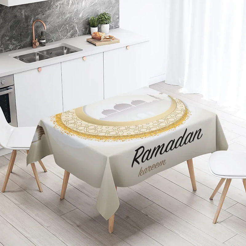 Axyaa Eid Mubarak Mosque Tablecloth: Waterproof, Anti-fouling, Islamic Home Decor