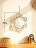 Nordic Boho Macrame Round Wall Mirror by Axyaa - Home Decor Crafts