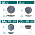 Axyaa Grey-Blue Stoneware Plates Set Dinnerware - 12/16/18/24 Piece, 4/6 pcs Plate/Dessert/Bowl
