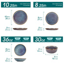 Axyaa Grey-Blue Stoneware Plates Set Dinnerware - 12/16/18/24 Piece, 4/6 pcs Plate/Dessert/Bowl
