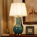 Axyaa Green Ceramics Table Lamp LED Modern Design for Home Bedroom