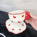Ceramic Coffee Mug Set Creative Hand-painted Tea Cup with Saucer by Axyaa