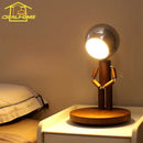 Axyaa Moon Penalty Wood Desk Lamp USB Rechargeable Stepless Dimming Bedroom Bedside
