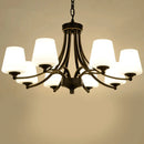 Axyaa Black Iron Glass Shade Chandelier: Industrial Farmhouse Style Lighting