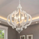 Axyaa Wood LED Chandelier: Farmhouse Retro Indoor Lighting Fixture