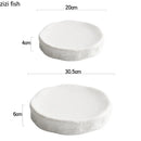 Axyaa Stone Patterned Ceramic Double Layer Dessert Steak Plate - Set of 2