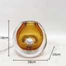 Axyaa Circular Glass Vase for Desk Decoration and Flower Arrangement